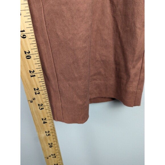 J Jill Women's Linen Stretch Wide Leg Pants In Red Oak 12 Relaxed High Rise Crop - Picture 5 of 10